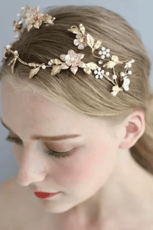 Floral Bridal Tiara Gold Leaf Vine