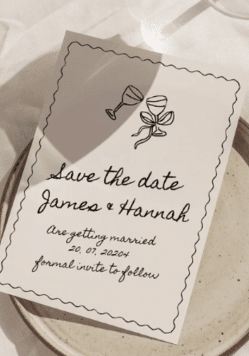 Handwritten save the date template whimsical scribble illustration