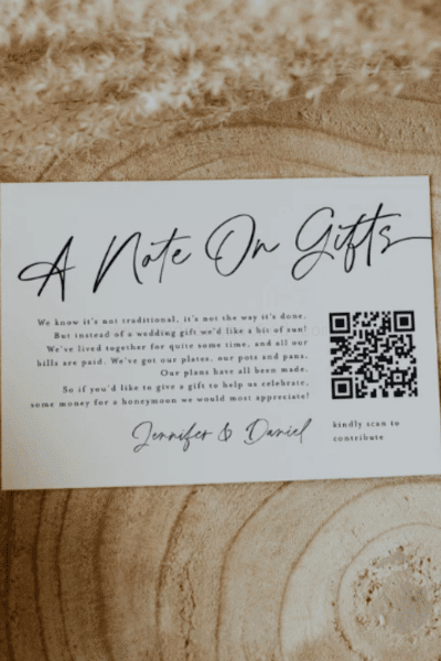 Honeymoon Fund Card With QR Code