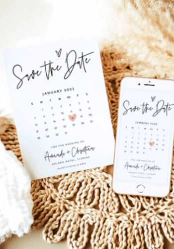 Minimalist Electronic Save the Date with Calendar