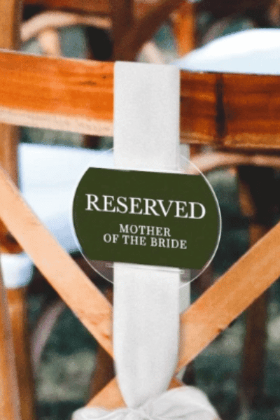 Reserved Seat Sign Wedding Ceremony Minimalistic