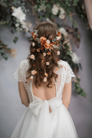 Rustic wedding Bridal hair vine with flowers