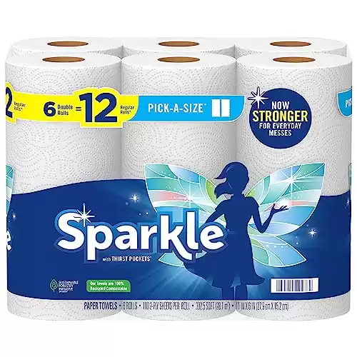 SparkleÂ® Pick-A-SizeÂ® Paper Towels, 6 Double Rolls = 12 Regular Rolls