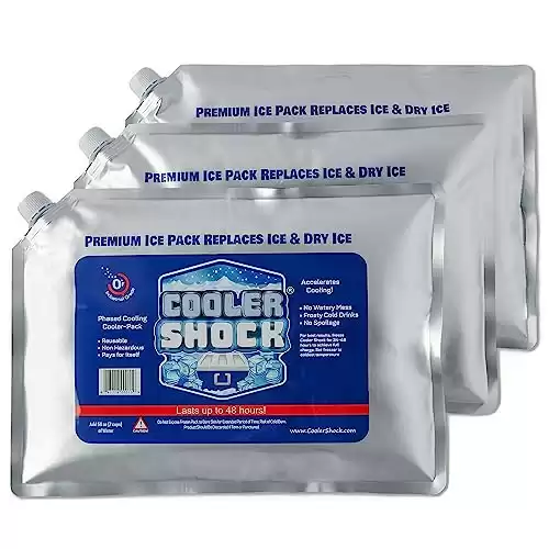 Cooler Shock Reusable Ice Packs for Cooler - Set of 3 Long Lasting Cold Freezer Packs for Large Coolers