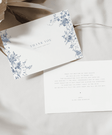 Blue Floral Thank You Card