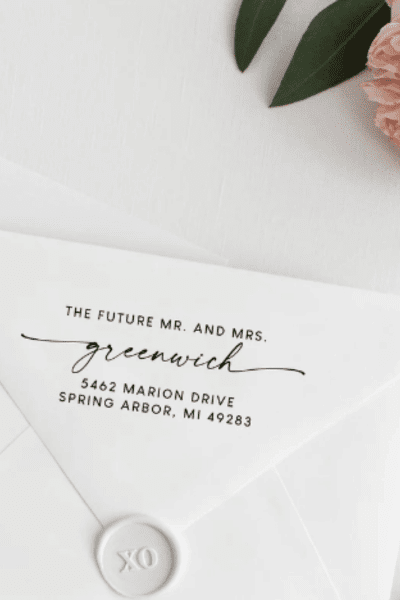 Custom Wedding Stamp, Modern Return Address Stamp