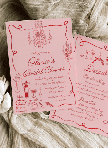 Hand drawn Bridal Shower Invitation