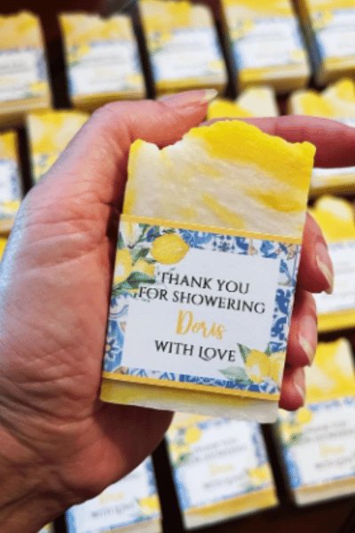 Lemon Bridal Shower Favor, Italy Blue Floral