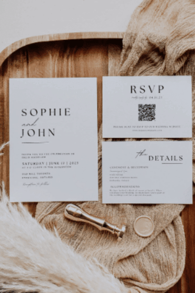 Minimalist Wedding Invite Suite, Modern Invitation Set