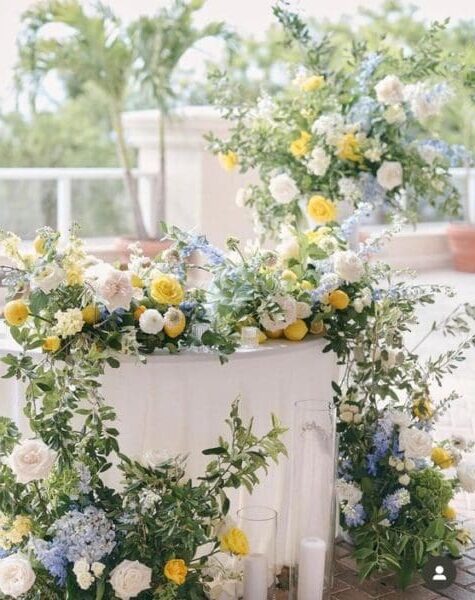 summer wedding color palette yellow and blue