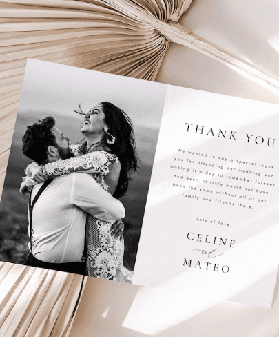 Wedding Thank You card template Digital Download