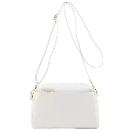 FashionPuzzle Triple Zip Small Crossbody Bag (White)