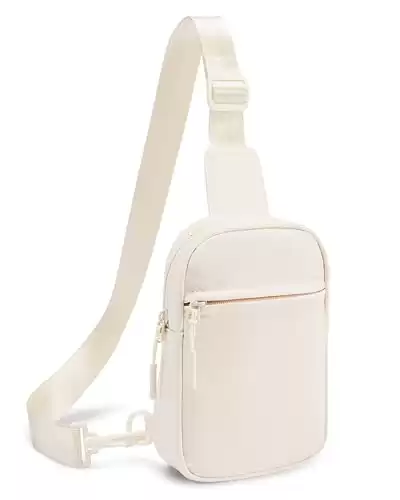 CHOLISS Small Sling Bag for Women and Men, Crossbody Bags Trendy Fanny Packs Chest Bag with Extended Strap, Cream