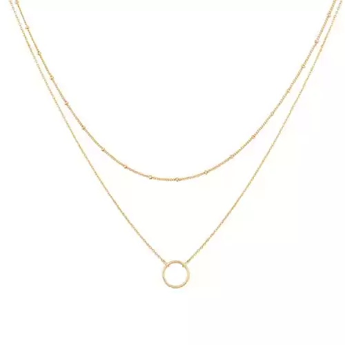 Gold Layered Choker Necklace for Women,18K Gold Plated