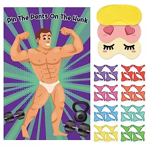 Bridal Shower Games Pin The Pants On The Hunk with 42 Stickers