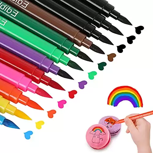 Jewem Edible Markers for Cookie Decorating,12Pcs Food Coloring Pens, Double Side (10 Colors)