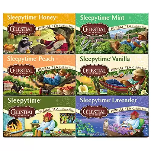 Herbal Tea Sleepytime Variety Pack, Honey, Peach, Mint, Vanilla, Sleepytime, Lavender, Caffeine Free Sleep Tea, 20 Count (Pack of 6)