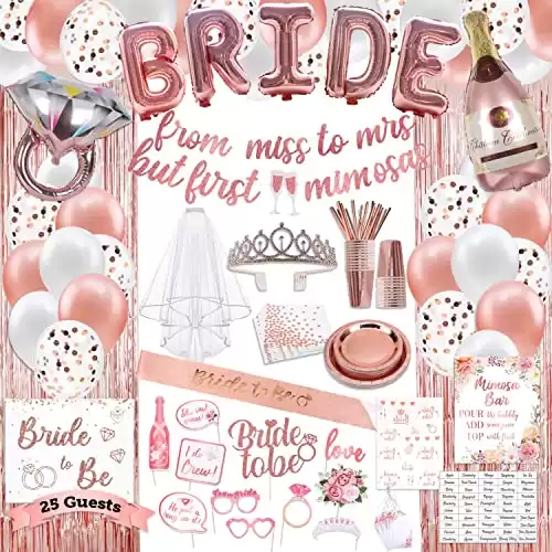 226 PC Bachelorette Party Decorations Kit- Rose Gold Bridal Shower Decorations