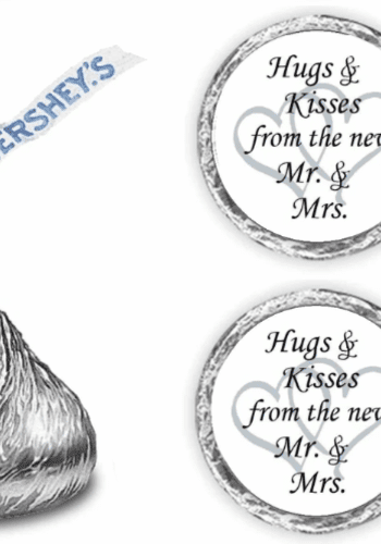 Hugs and Kisses from the new Mr & Mrs Interlocking Silver Hearts Wedding Favors Stickers