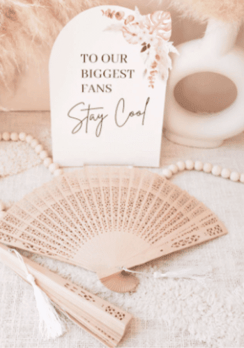 Sandalwood Fan with White Tassel Set of 12