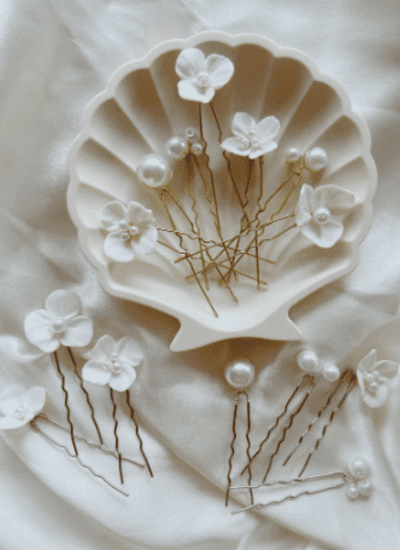 7Pcs Minimalist Pearl Ceramic Flower Hair Pins