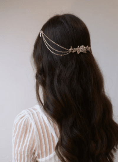 Draped Bridal Headpiece - Gold Wedding Hair Drape