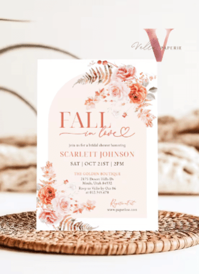 Fall In Love Bridal Shower Invitation