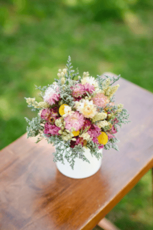 Spring wildflower arrangement centerpieces