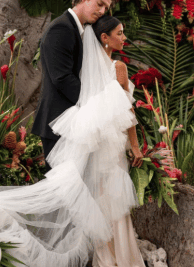 Veil ruffles and blush, two-tiered veil with ruffles along the edge