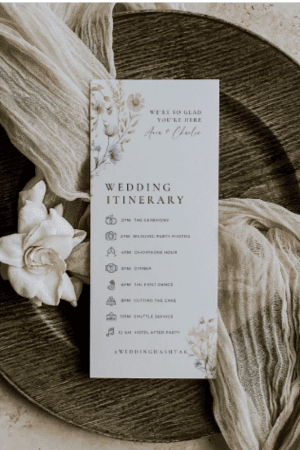 Wildflower Wedding Itinerary Printable