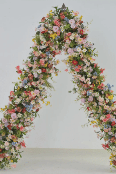 Wildflower Wedding arbor Arrangements in Pestle Palette