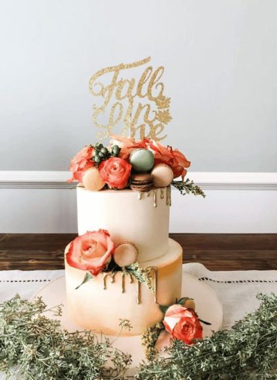 fall in love bridal shower cake