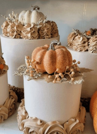 fall in love pumpkin bridal shower cake