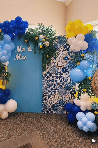 mediterranean italian blue and white bridal shower theme