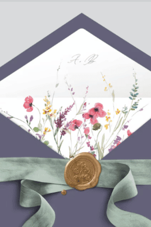 wildflower wedding invitation envelope liner