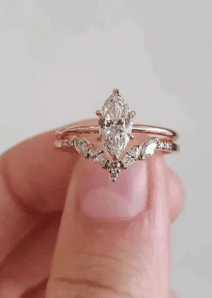 1.0 CT Marquise Cut Lab Created Diamond Engagement Ring