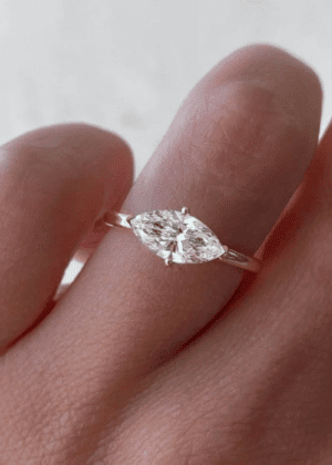 1.0CT East West Marquise Cut Moissanite Engagement Ring