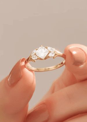 14k Gold Flower Engagement Ring