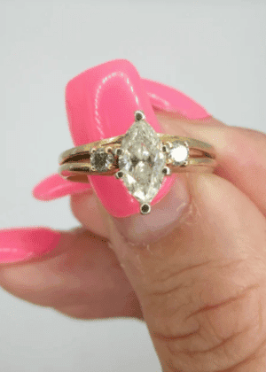 14kt Gold Marquise Diamond Engagement Ring