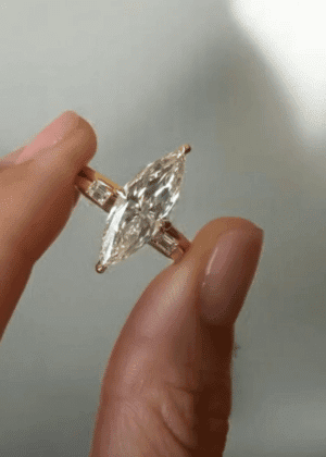 3CT Elongated Marquise Cut Moissanite Wedding Ring Set