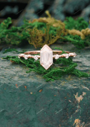 Antique Long Hexagon 1CT Moissanite Ring