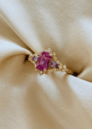 Arwen Pink sapphire engagement ring