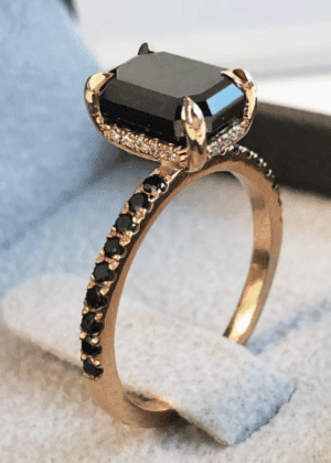 Black Emerald Cut, Black Diamond Engagement Ring