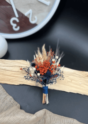 Burnt orange and Navy blue wedding flowers