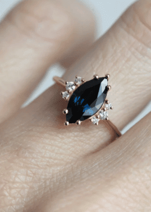 Dark sapphire wedding ring