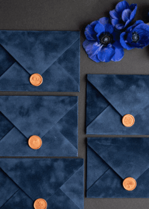 Elegant Navy Blue Handmade Envelopes with liner