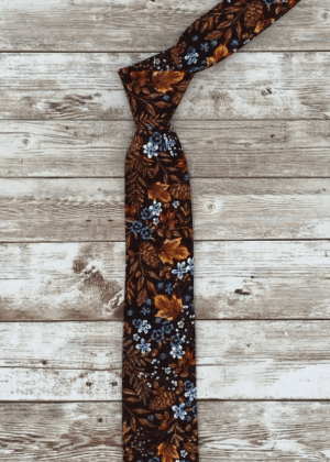 Fall floral tiebrown and blue floral tie