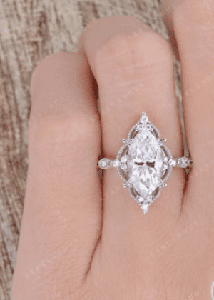 Marquise Moissanite Engagement Ring Unique