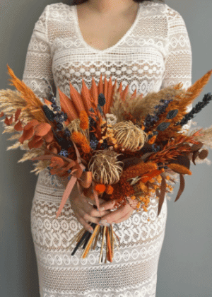 Navy Blue Bouquet, Burnt Orange Bridal Bouquet