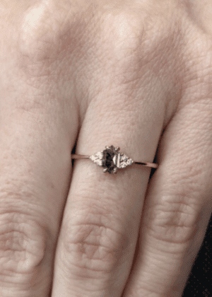 Vintage salt and pepper diamond engagement ring